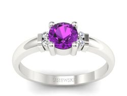 Złoty pierścionek z ametystem i brylantami - P15213bam