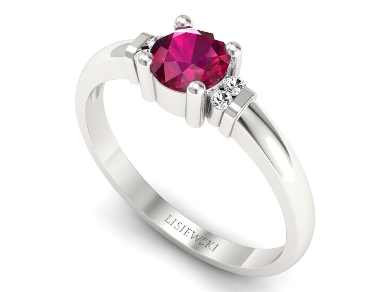 Pierścionek z rubinem i brylantami białe złoto - P15213br - 3