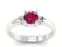 Pierścionek z rubinem i brylantami białe złoto - P15213br