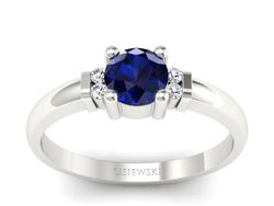 Pierścionek z szafirem i brylantami białe złoto - P15213bsz