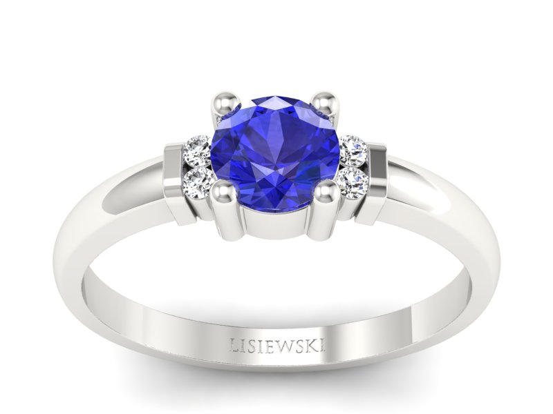 Pierścionek z szafirem i brylantami białe złoto - P15213bszc - 1
