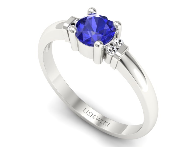Pierścionek z szafirem i brylantami białe złoto - P15213bszc - 3