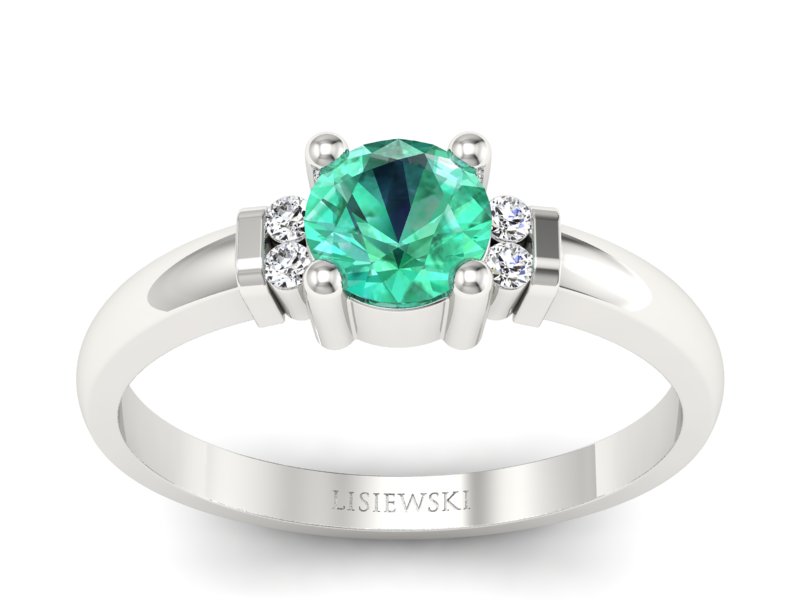 Złoty pierścionek ze szmaragdem i brylantami - P15213bszm - 1