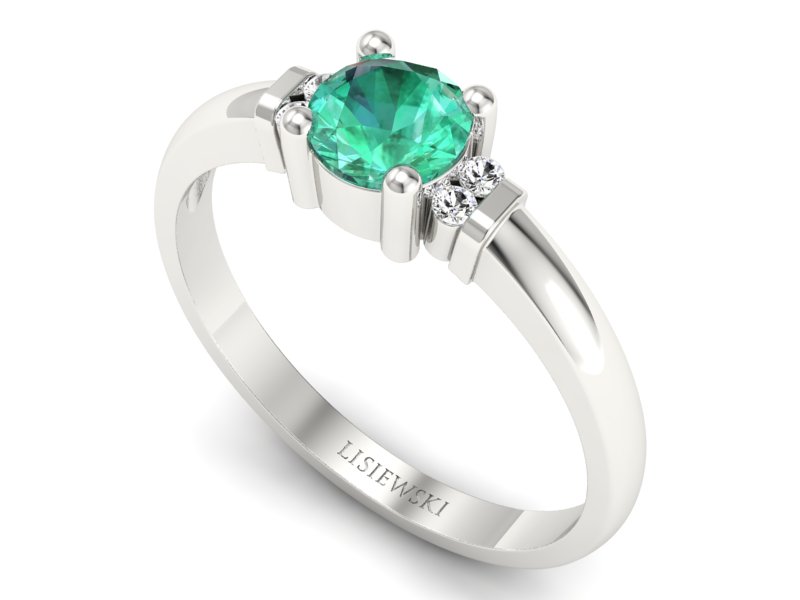 Złoty pierścionek ze szmaragdem i brylantami - P15213bszm - 3