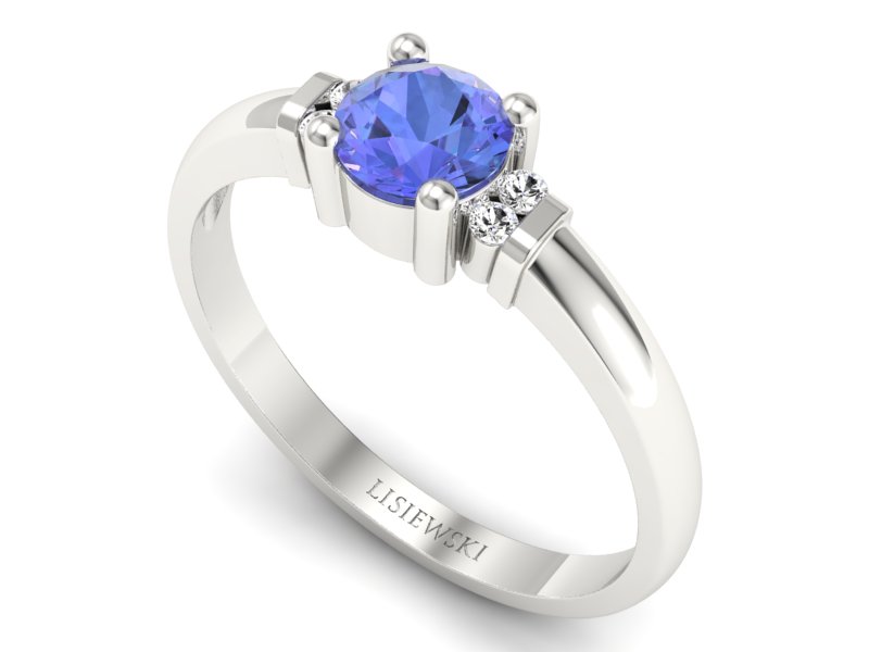 Pierścionek z tanzanitem białe złoto i brylantami - P15213bt - 3