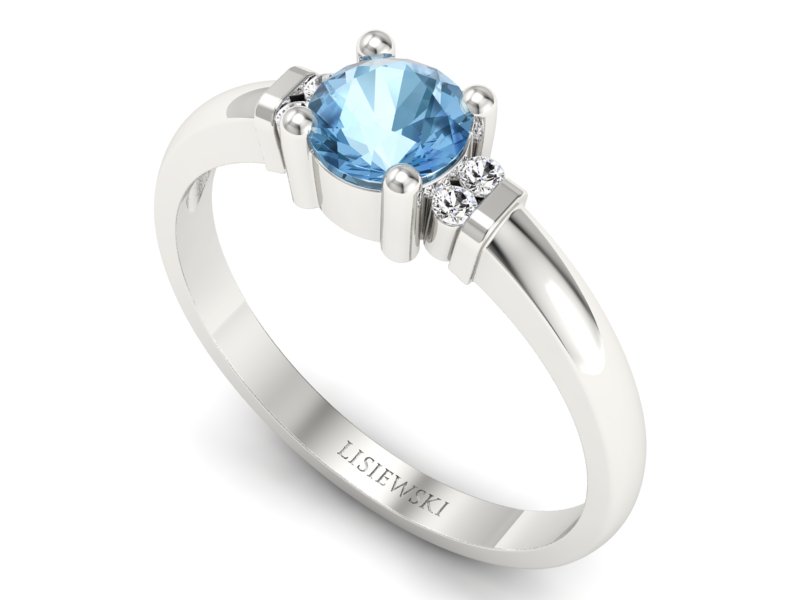 Pierścionek z topazem i brylantami białe złoto - P15213btp - 3