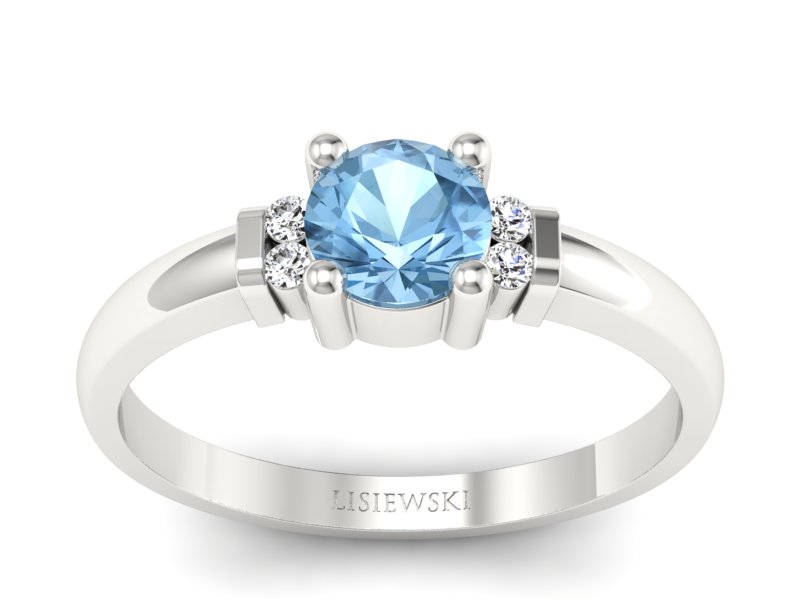 Pierścionek z topazem i brylantami białe złoto - P15213btp - 1