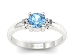 Pierścionek z topazem i brylantami białe złoto - P15213btp