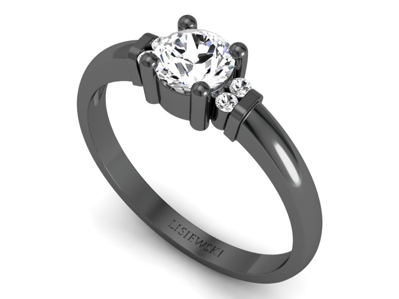 Złoty pierścionek z diamentami czarne złoto - p15213cz - 3