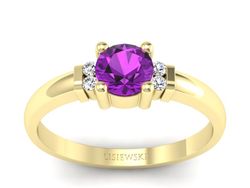 Pierścionek z ametystem i brylantami - P15213zam