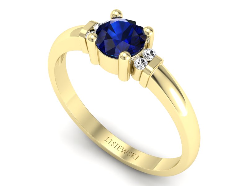 Złoty pierścionek z szafirem i brylantami - P15213zsz - 3