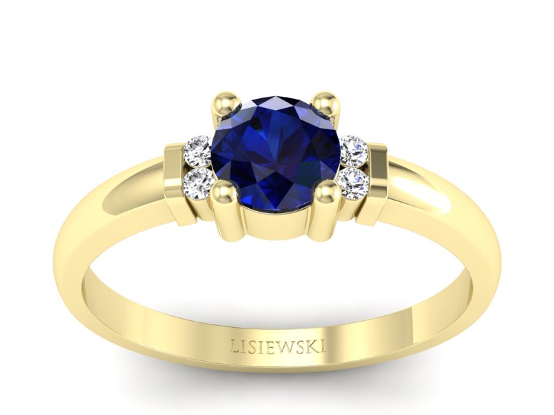 Złoty pierścionek z szafirem i brylantami - P15213zsz - 1