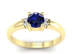 Złoty pierścionek z szafirem i brylantami - P15213zsz