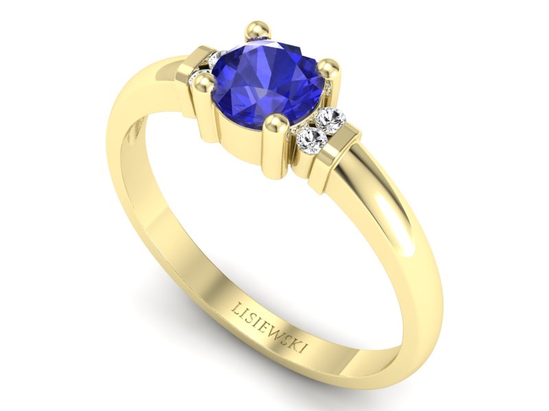 Złoty pierścionek z szafirem i brylantami - P15213zszc - 3
