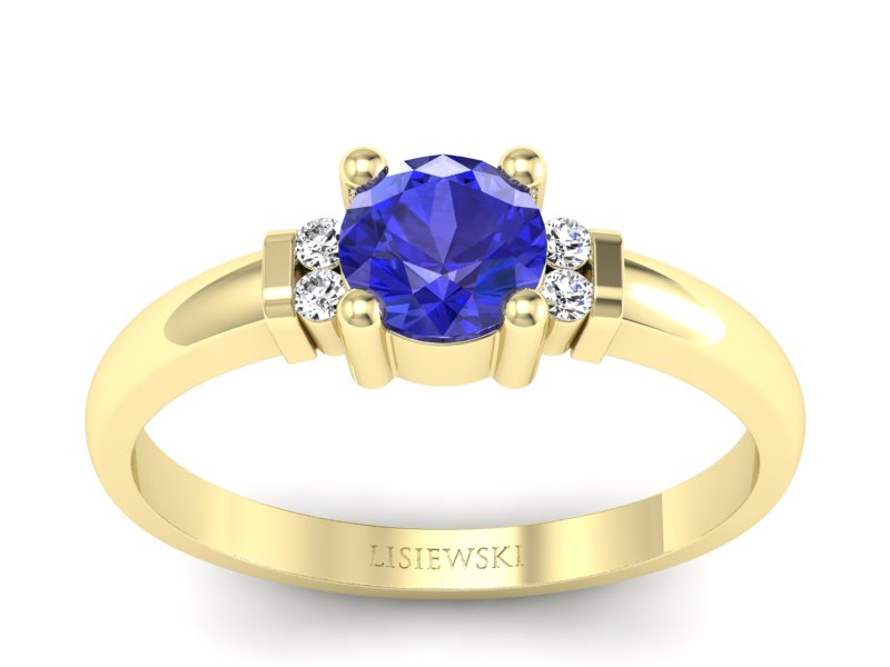 Złoty pierścionek z szafirem i brylantami - P15213zszc - 1