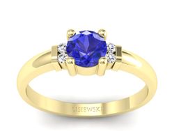 Złoty pierścionek z szafirem i brylantami - P15213zszc