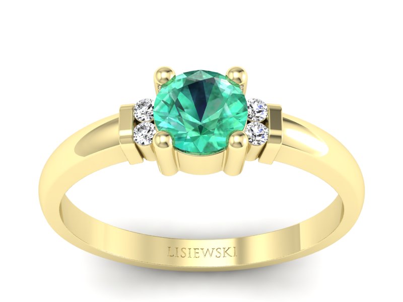 Złoty pierścionek ze szmaragdem i brylantem - P15213zszm - 1
