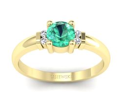 Złoty pierścionek ze szmaragdem i brylantem - P15213zszm