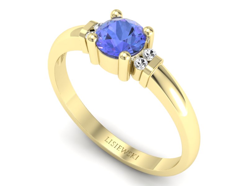 Złoty pierścionek z tanzanitem i brylantami - P15213zt - 3