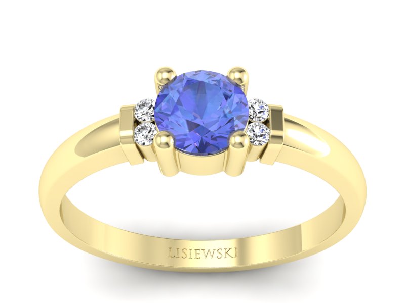 Złoty pierścionek z tanzanitem i brylantami - P15213zt - 1