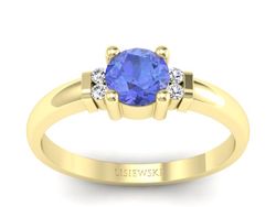 Złoty pierścionek z tanzanitem i brylantami - P15213zt