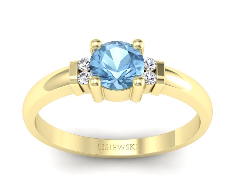 Złoty pierścionek z topazem i brylantami - P15213ztp - 1