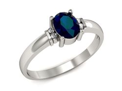 Elegancki Pierścionek z szafirem i brylantami - P15214bsz