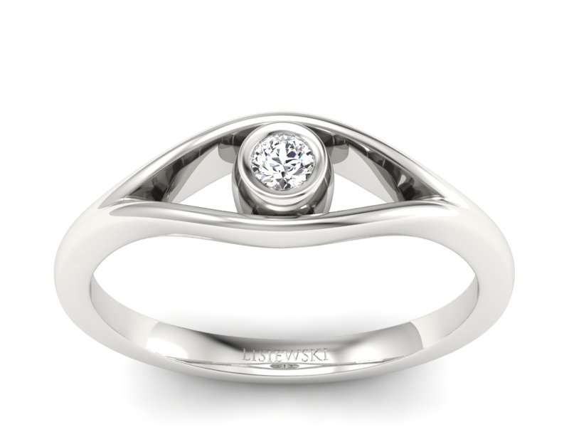 Złoty pierścionek z brylantem białe złoto - P15217b - 1
