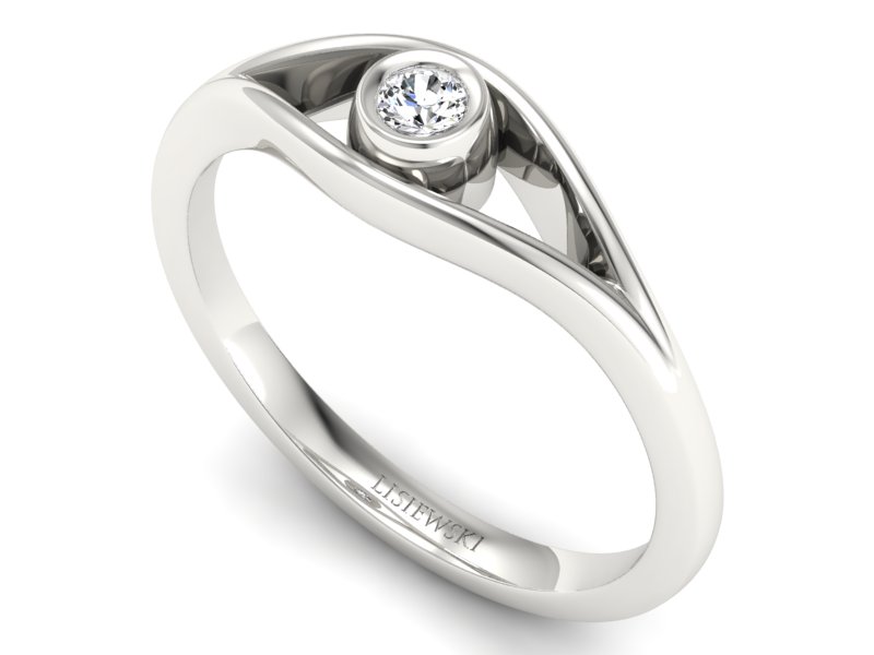 Złoty pierścionek z brylantem białe złoto - P15217b - 3