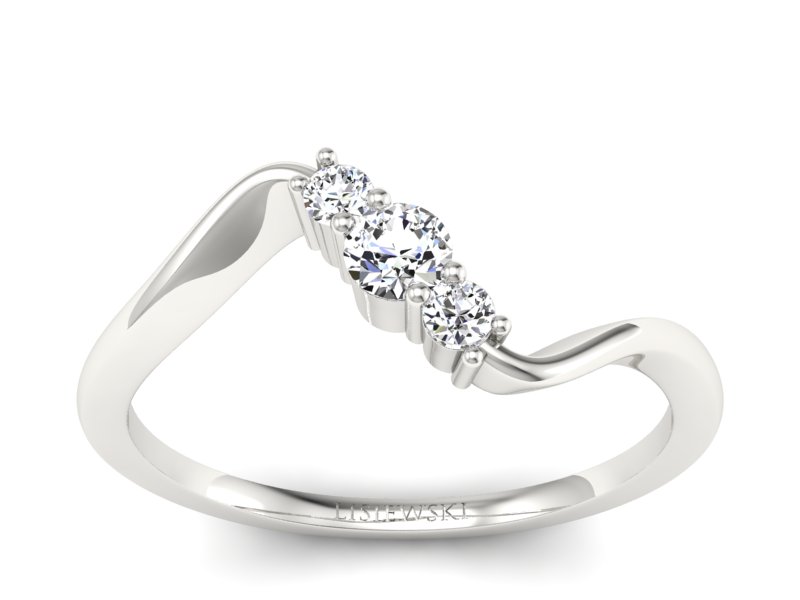 Pierścionek zaręczynowy z brylantami białe złoto - P15221b - 1