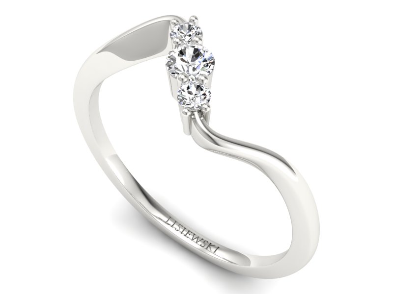 Pierścionek zaręczynowy z brylantami białe złoto - P15221b - 3