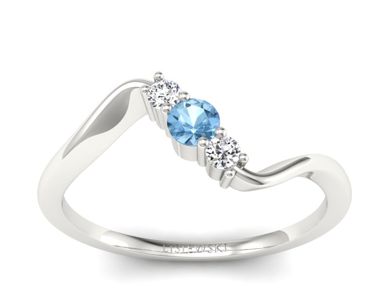 Pierścionek zaręczynowy z topazem i brylantami - P15221ba - 1