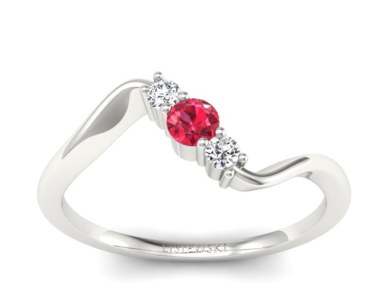 Pierścionek zaręczynowy z rubinem i brylantami - P15221br - 1
