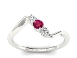 Pierścionek białe złoto z rubinem i brylantami - P15221br2