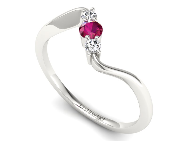 Pierścionek białe złoto z rubinem i brylantami - P15221br2 - 3