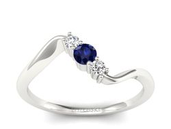 Pierścionek zaręczynowy z szafirem i brylantami - P15221bsz