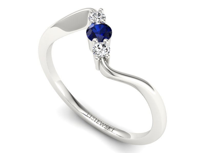 Pierścionek zaręczynowy z szafirem i brylantami - P15221bsz - 3