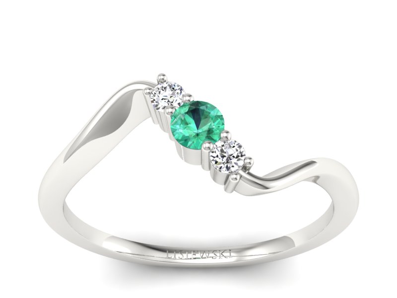 Złoty pierścionek ze szmaragdem i brylantami - P15221bszm - 1