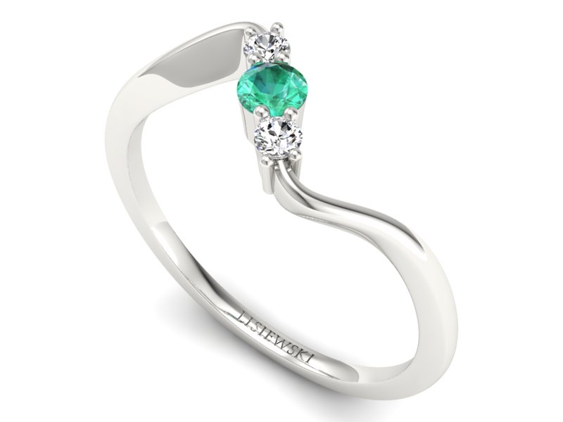 Złoty pierścionek ze szmaragdem i brylantami - P15221bszm - 3