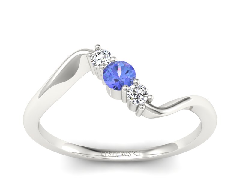 Pierścionek z tanzanitem białe złoto i brylantami - P15221bt - 1