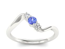 Pierścionek z tanzanitem białe złoto i brylantami - P15221bt