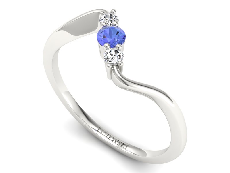 Pierścionek z tanzanitem białe złoto i brylantami - P15221bt - 3