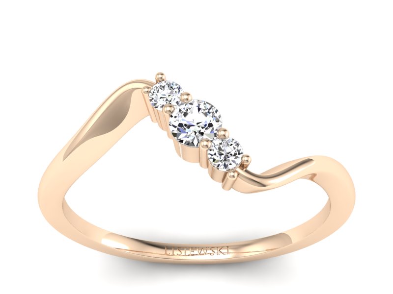 Złoty pierścionek z brylantami różowe złoto - P15221c - 1