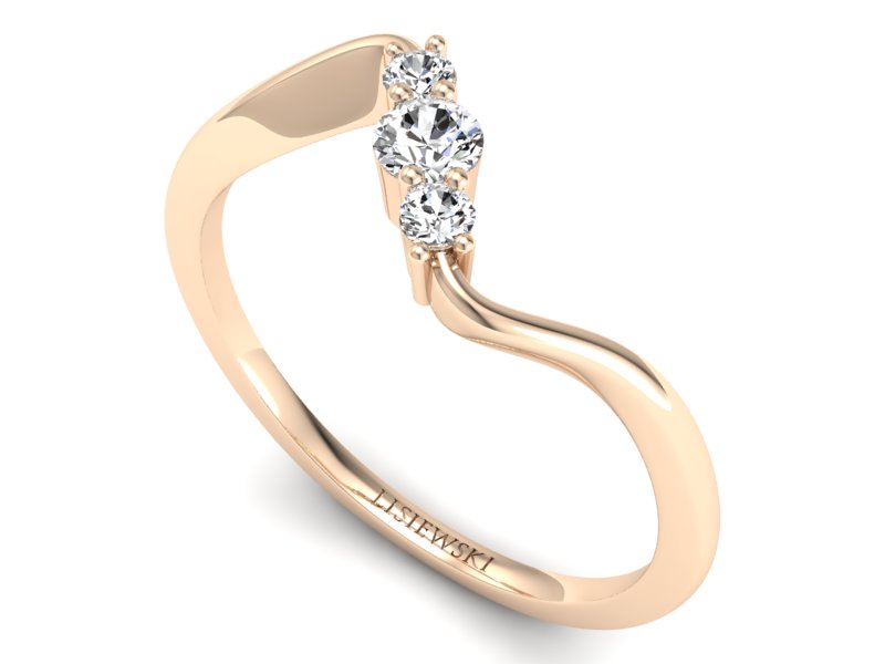 Złoty pierścionek z brylantami różowe złoto - P15221c - 3