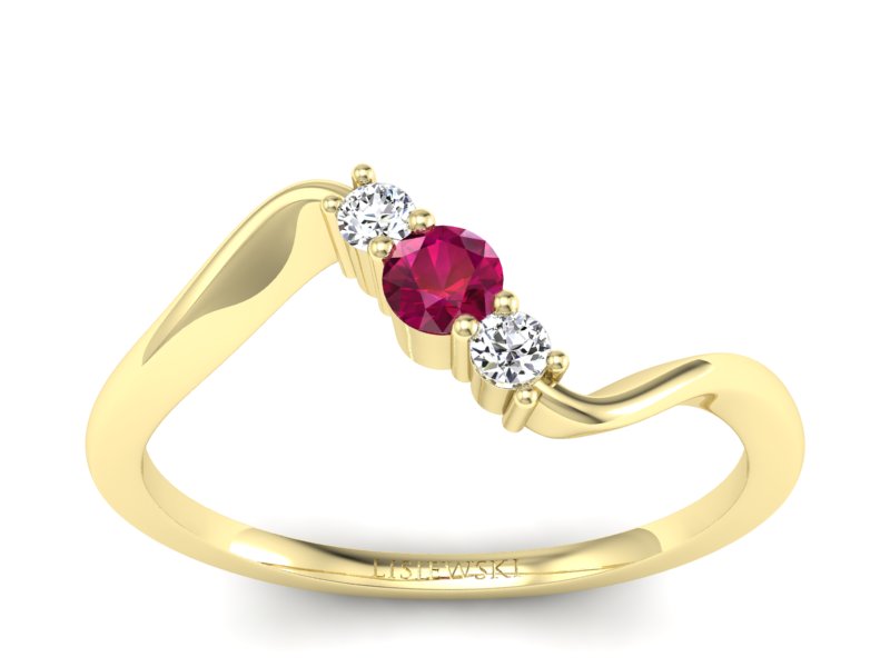 Pierścionek zaręczynowy z rubinem i brylantami - P15221zr2 - 1