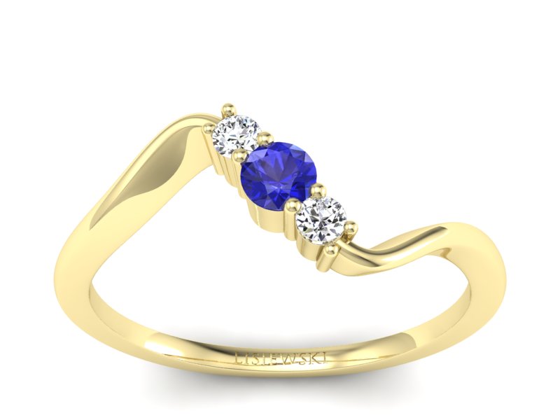Pierścionek szafir brylanty i żółte złoto - P15221zszc - 1