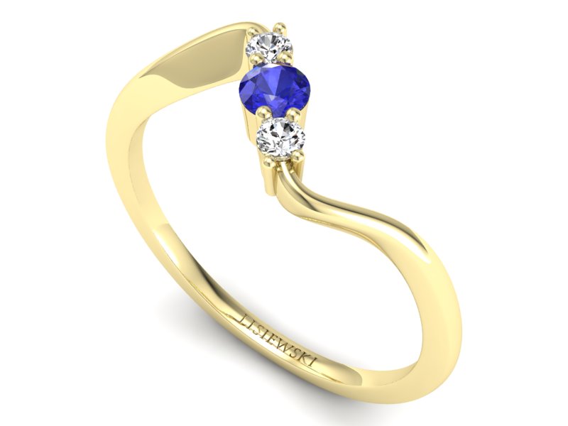 Pierścionek szafir brylanty i żółte złoto - P15221zszc - 3