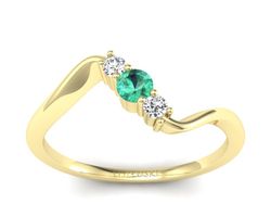 Złoty pierścionek ze szmaragdem i brylantami - P15221zszm