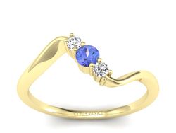 Pierścionek z tanzanitem i brylantami żółte złoto - P15221zt