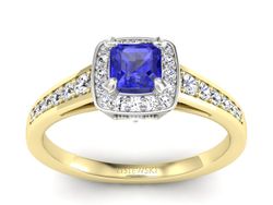 Pierścionek z szafirem i diamentami złoto 585 - P15224zbszc